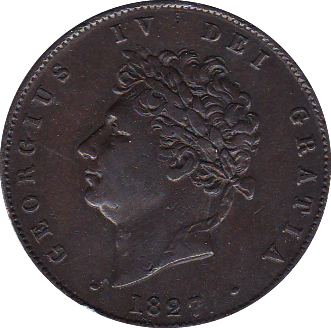 1827 HALFPENNY ( GVF ) - Halfpenny - Cambridgeshire Coins