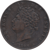 1827 HALFPENNY ( GVF ) C - Halfpenny - Cambridgeshire Coins