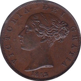 1853 HALFPENNY ( AUNC ) - Halfpenny - Cambridgeshire Coins