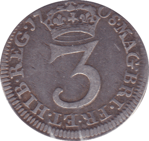 1708 MAUNDY THREEPENCE ( VF )