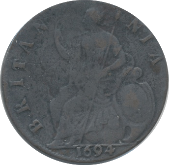 1694 HALFPENNY ( GF ) NO STOP RARE
