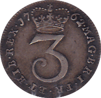 1762 MAUNDY THREEPENCE ( GVF ) B