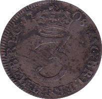 1708 MAUNDY THREEPENCE ( F )