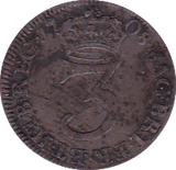 1708 MAUNDY THREEPENCE ( F )
