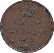 1844 HALF FARTHING ( AUNC ) E - Half Farthing - Cambridgeshire Coins