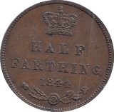 1844 HALF FARTHING ( AUNC ) E - Half Farthing - Cambridgeshire Coins