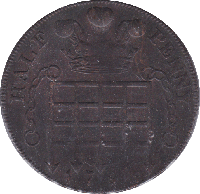 1791 PRINCESS OF WALES HALFPENNY TOKEN ( F )