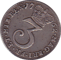 1762 MAUNDY THREEPENCE ( GF )
