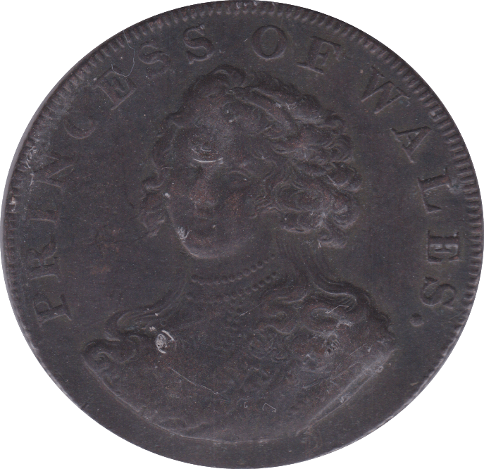 1791 PRINCESS OF WALES HALFPENNY TOKEN ( F )