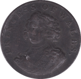 1791 PRINCESS OF WALES HALFPENNY TOKEN ( F )