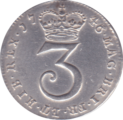 1746 MAUNDY THREEPENCE ( GVF ) EX MOUNT