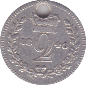 1846 MAUNDY TWOPENCE ( VF ) HOLED - Maundy Coins - Cambridgeshire Coins