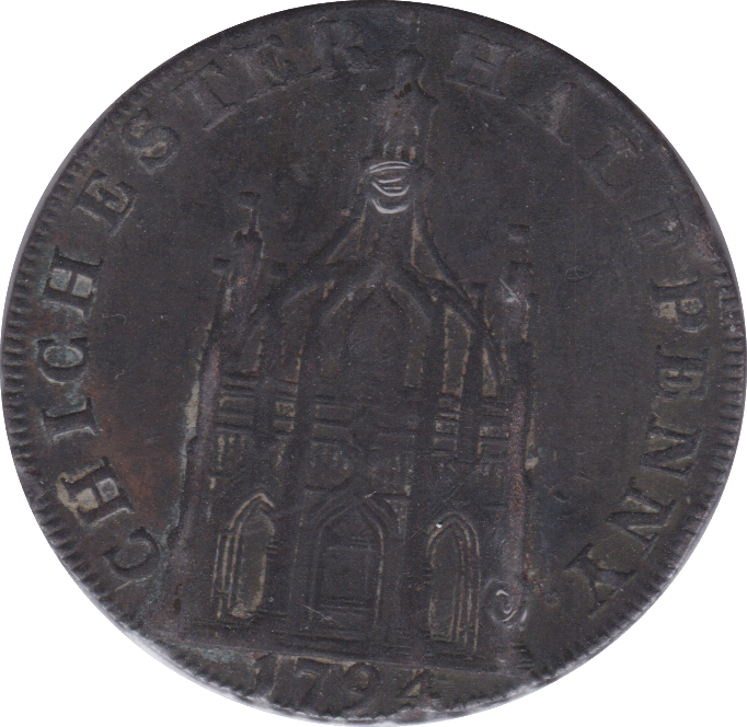 1794 CHICHESTER HALFPENNY TOKEN ( GF )