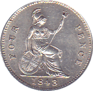 1843 FOURPENCE ( AUNC ) - Fourpence - Cambridgeshire Coins