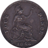 1848 FOURPENCE ( EF ) 8 OVER 7 - Fourpence - Cambridgeshire Coins