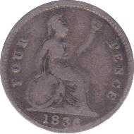 1836 FOURPENCE ( FAIR ) - Fourpence - Cambridgeshire Coins