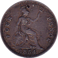 1854 FOURPENCE ( VF ) SMALL PLUG - Fourpence - Cambridgeshire Coins