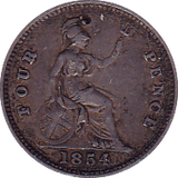 1854 FOURPENCE ( VF ) SMALL PLUG - Fourpence - Cambridgeshire Coins