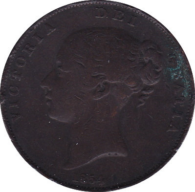 1854 PENNY ( F ) B - Penny - Cambridgeshire Coins