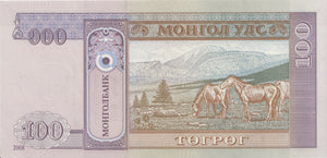 MONGOLIA 100 TUGRIK BANKNOTE REF 1535 - World Banknotes - Cambridgeshire Coins