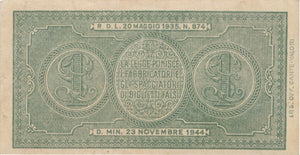 ONE LIRA BANK OF ITALY REF 1339 - World Banknotes - Cambridgeshire Coins