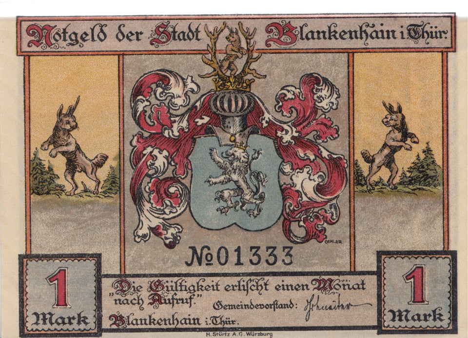 ONE MARK GERMANY NOTTGELD BANKNOTE REF 1488 - World Banknotes - Cambridgeshire Coins