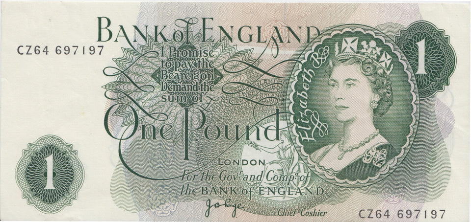 ONE POUND BANKNOTE BANKNOTE PAGE REF £1-40 - £1 BANKNOTE - Cambridgeshire Coins