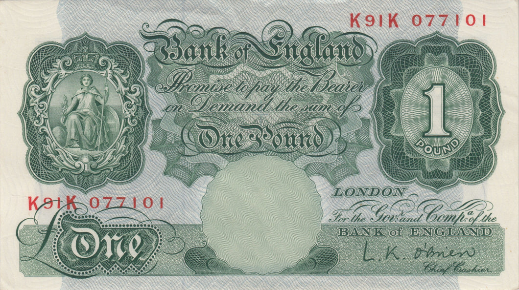 ONE POUND BANKNOTE BEALE REF £1-111 - £1 BANKNOTE - Cambridgeshire Coins