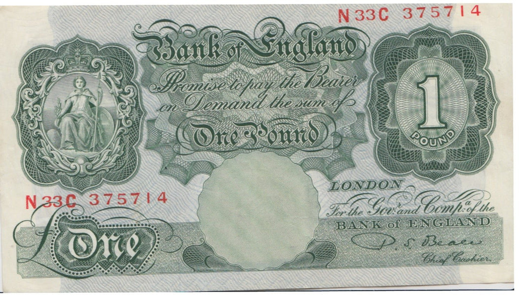 ONE POUND BANKNOTE BEALE REF £1-16 - £1 BANKNOTE - Cambridgeshire Coins