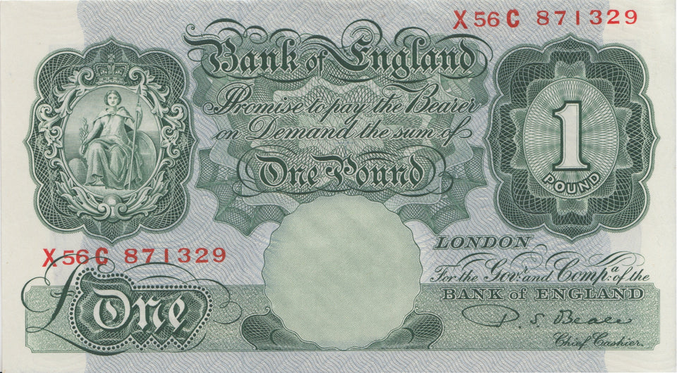 ONE POUND BANKNOTE BEALE REF £1-26 - £1 BANKNOTE - Cambridgeshire Coins