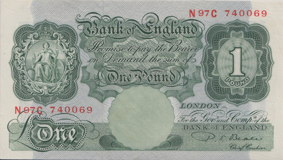ONE POUND BANKNOTE BEALE REF £1-32 - £1 BANKNOTE - Cambridgeshire Coins