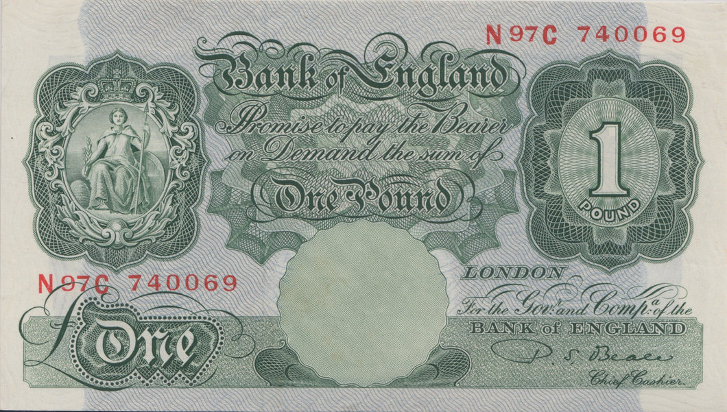ONE POUND BANKNOTE BEALE REF £1-32 - £1 BANKNOTE - Cambridgeshire Coins