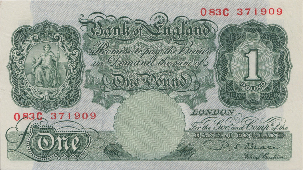 ONE POUND BANKNOTE BEALE REF £1-33 - £1 BANKNOTE - Cambridgeshire Coins
