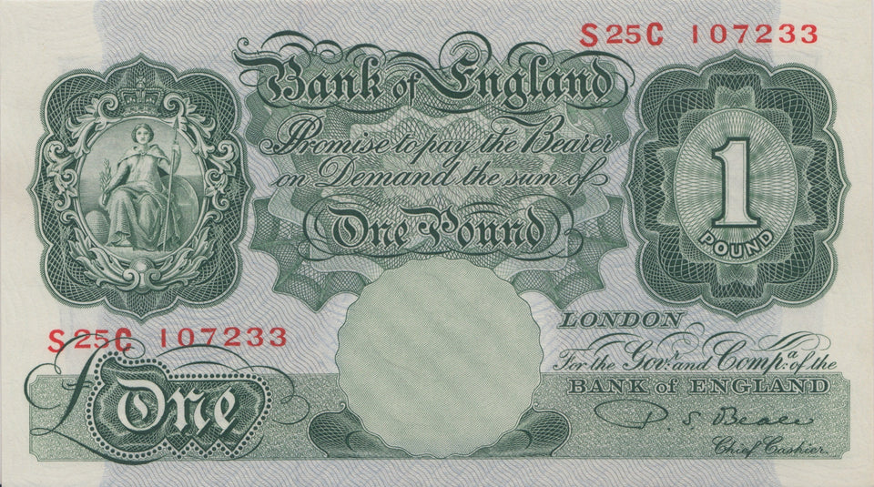 ONE POUND BANKNOTE BEALE REF £1-34 - £1 BANKNOTE - Cambridgeshire Coins