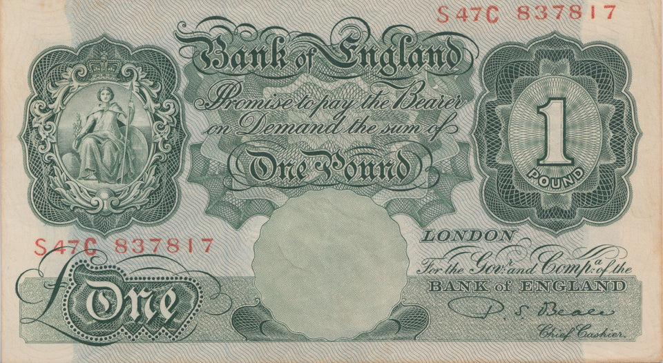 ONE POUND BANKNOTE BEALE REF £1-37 - £1 BANKNOTE - Cambridgeshire Coins