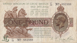 ONE POUND BANKNOTE FISHER REF £1-40 - £1 BANKNOTE - Cambridgeshire Coins