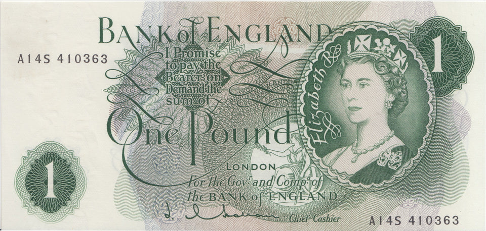 ONE POUND BANKNOTE HOLLOM REF £1-46 - £1 BANKNOTE - Cambridgeshire Coins