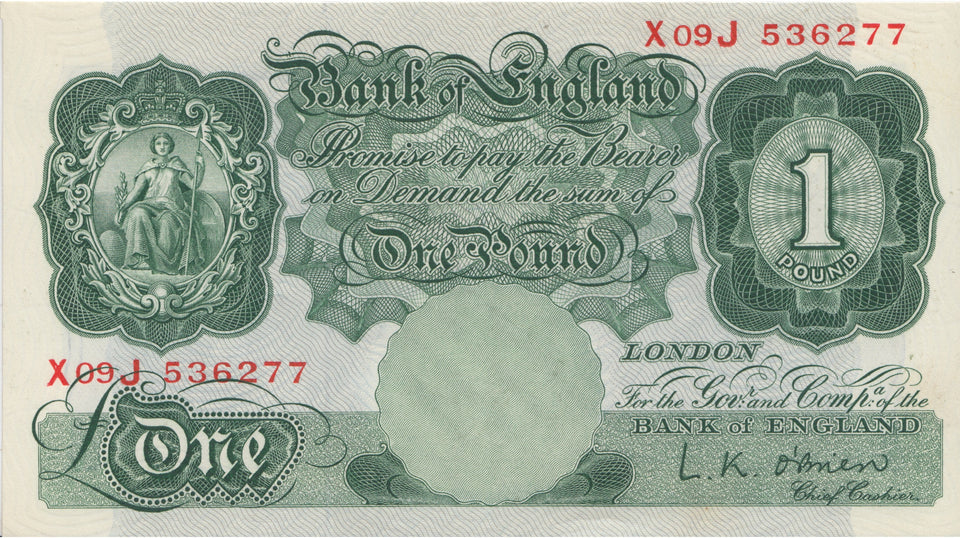 ONE POUND BANKNOTE O'BRIEN REF £1-103 - £1 BANKNOTE - Cambridgeshire Coins