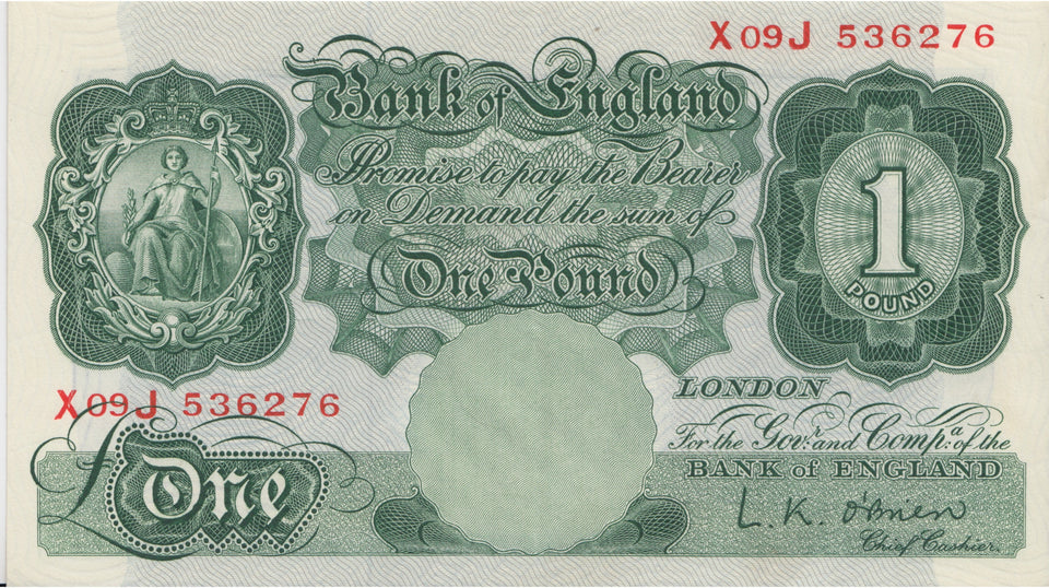 ONE POUND BANKNOTE O'BRIEN REF £1-104 - £1 BANKNOTE - Cambridgeshire Coins