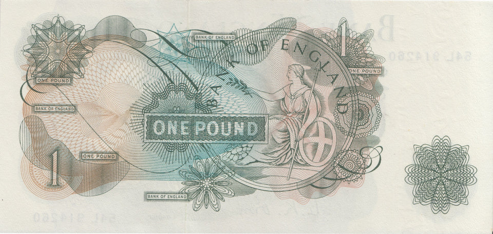 ONE POUND BANKNOTE O'BRIEN REF £1-44 - £1 BANKNOTE - Cambridgeshire Coins
