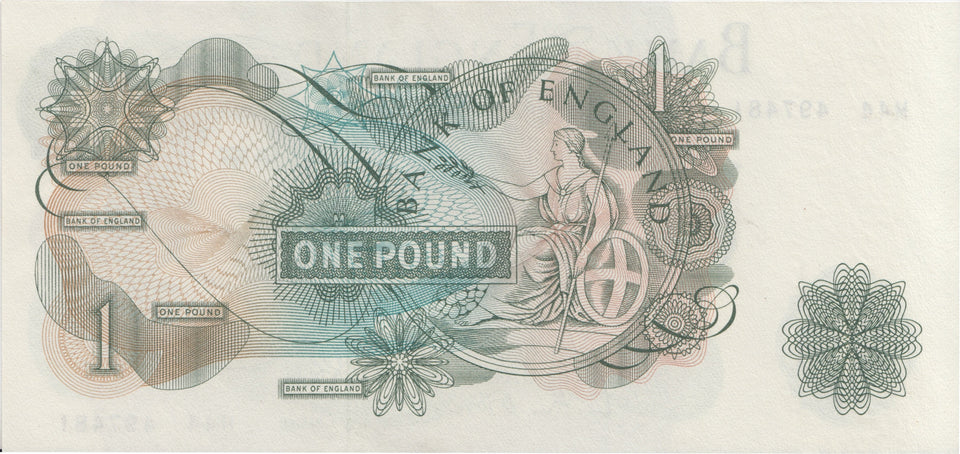 ONE POUND BANKNOTE O'BRIEN REF £1-45 - £1 BANKNOTE - Cambridgeshire Coins