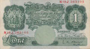 ONE POUND BANKNOTE O'BRIEN REF £1-47 - £1 BANKNOTE - Cambridgeshire Coins