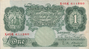 ONE POUND BANKNOTE O'BRIEN REF £1-56 - £1 BANKNOTE - Cambridgeshire Coins