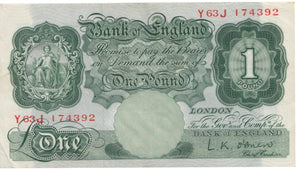 ONE POUND BANKNOTE O'BRIEN REF £1-8 - £1 BANKNOTE - Cambridgeshire Coins