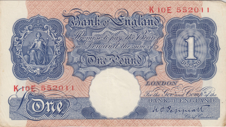 ONE POUND BANKNOTE PEPPIATT REF £1-107 - £1 BANKNOTE - Cambridgeshire Coins