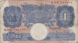 ONE POUND BANKNOTE PEPPIATT REF £1-108 - £1 BANKNOTE - Cambridgeshire Coins