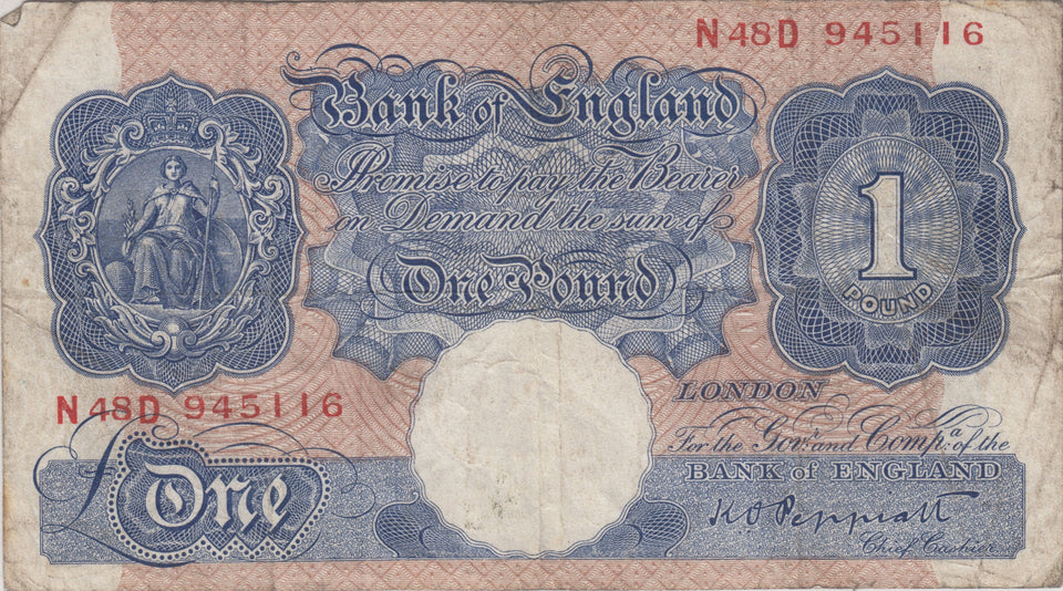 ONE POUND BANKNOTE PEPPIATT REF £1-108 - £1 BANKNOTE - Cambridgeshire Coins