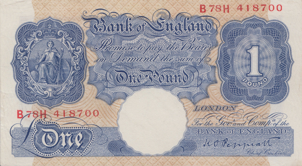 ONE POUND BANKNOTE PEPPIATT REF £1-67 - £1 BANKNOTE - Cambridgeshire Coins