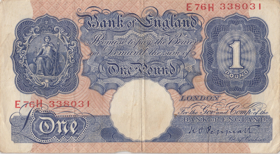 ONE POUND BANKNOTE PEPPIATT REF £1-80 - £1 BANKNOTE - Cambridgeshire Coins