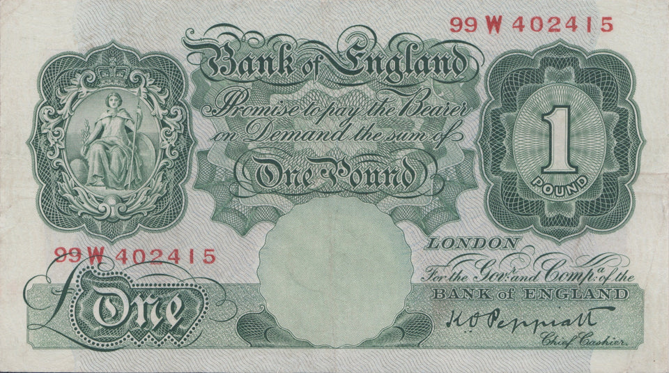 ONE POUND BANKNOTE PEPPIATT REF £1-90 - £1 BANKNOTE - Cambridgeshire Coins